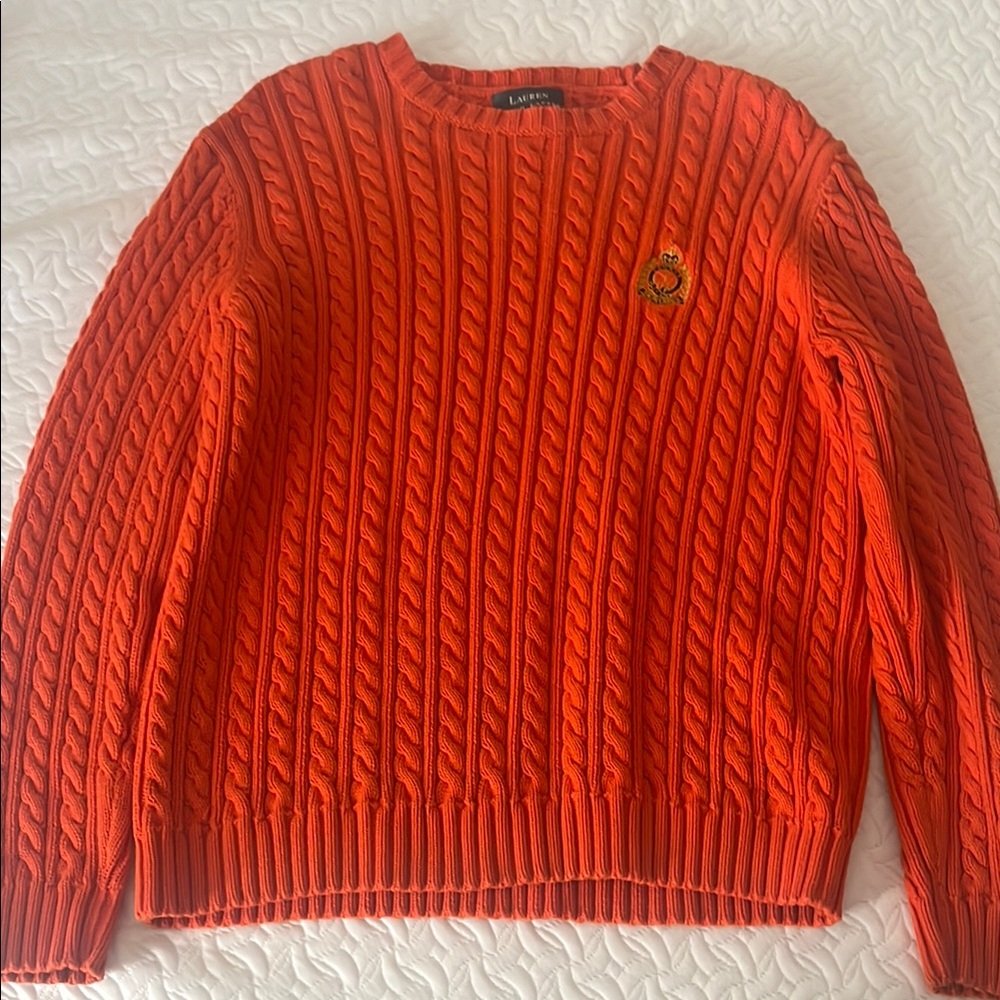 Ralph Lauren Orange Cable Knit Sweater